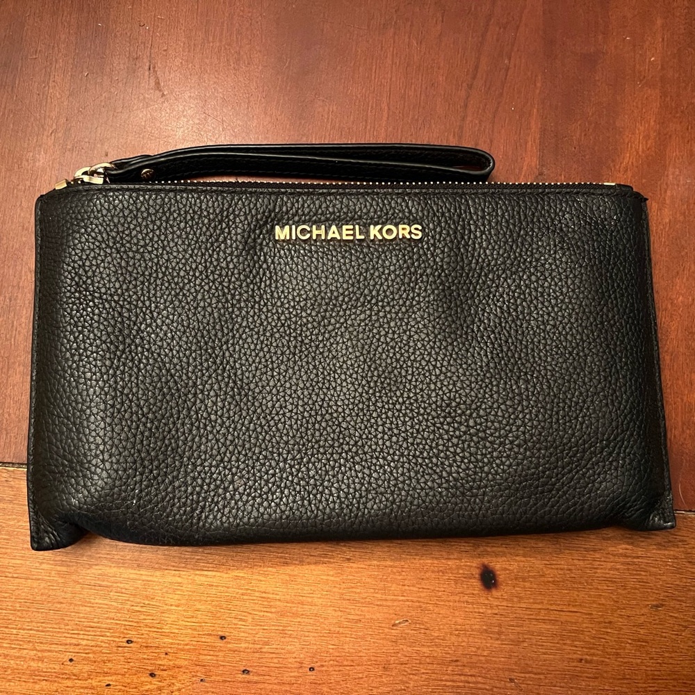 Michael Kors Black Pebbled Leather Wristlet/Clutch